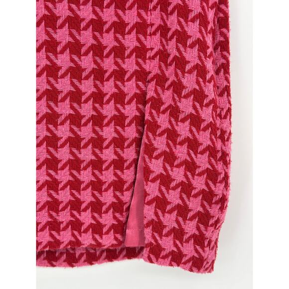 AFRM Melody Herringbone Mini Skirt Red Pink Side Slit Clueless Preppy Winter M - Picture 5 of 9